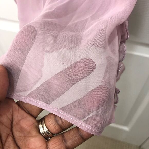 Sensara dusty pink sheer tank blouse with adjustable straps, size medium - Picture 11 of 14